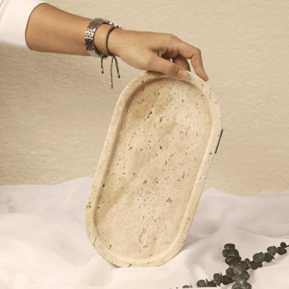 Tabuleiro PAPA ALANA Oval - Travertino